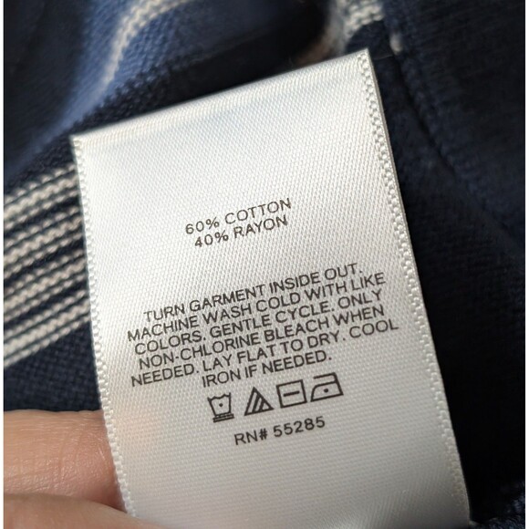 Express Size S Full Zip Cardigan Sweater Blue Striped Polo Collar Mod Retro EUC - Picture 6 of 11